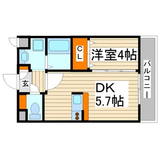 1DKの間取り画像