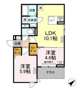 セレスティア弥生町【1階】の間取り