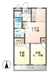 サンライズガーデン【2階】の間取り