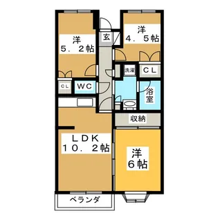 グランドール泉中央II【1階】の間取り