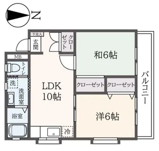 2LDKの間取り画像