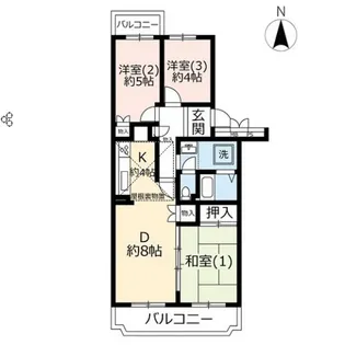 URかわつるグリーンタウン松ヶ丘【5階】の間取り