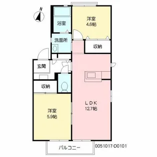 美し浜 D棟【1階】の間取り