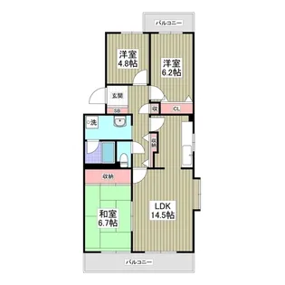 竜ヶ崎ハイツB【3階】の間取り