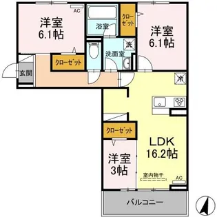 LECHE鳥追【3階】の間取り