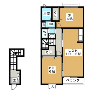 ヴァイオレット加茂野B【1階】の間取り
