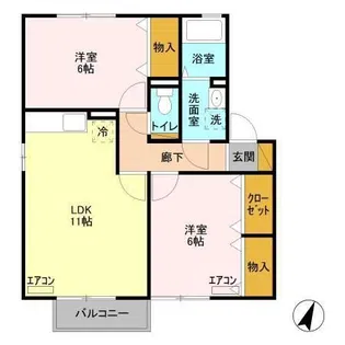 ウィルモアefu B棟【2階】の間取り
