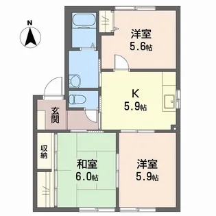 ハイツ岩郷 A棟【1階】の間取り