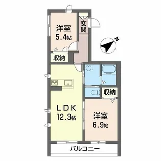 グロリエII【3階】の間取り