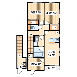サン オットー ヒルズ B【2階】の間取り