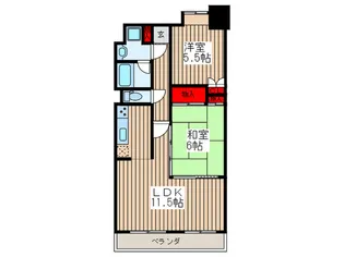 エクセルシオール所沢【6階】の間取り