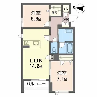 モンジュ広沢【1階】の間取り