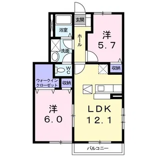 ヌーベル・フルールD【1階】の間取り