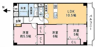 グリーンコーポ江坂第2【5階】の間取り
