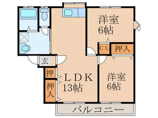 プライムメゾン稲童【2階】の間取り