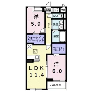 アイマコート 初芝【1階】の間取り