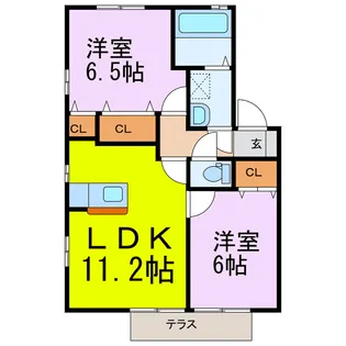 ウィルモア壱番館/弐番館【1階】の間取り