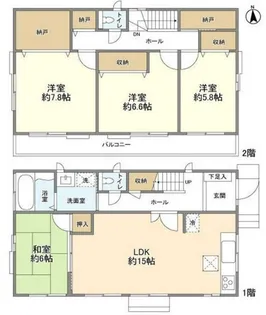 神奈川県横浜市都筑区荏田東2【一戸建】の間取り