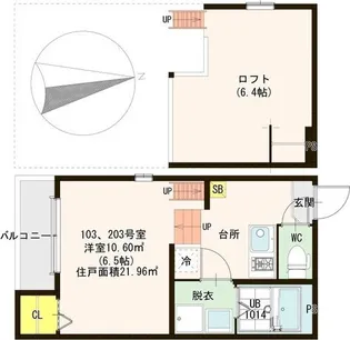 大阪府東大阪市横枕【アパート】の間取り
