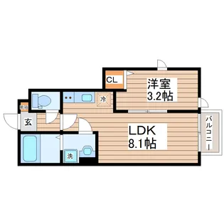 (仮)ガス割 第八弾 THE ROOM 南仙台駅B【1階】の間取り