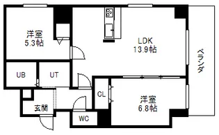 ヴァンクール南円山【6階】の間取り