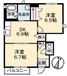 クラヴィエ芳田【1階】の間取り