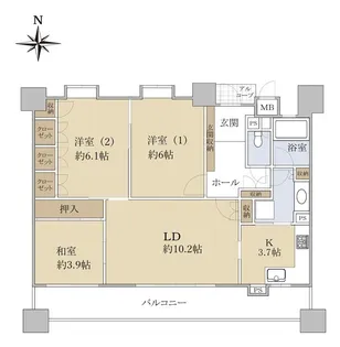ステイツ吹田江坂グランプレナージュ【11階】の間取り