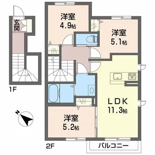 マグノリア伊吹【2階】の間取り