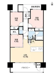 サンメゾン水前寺公園ゲート【9階】の間取り