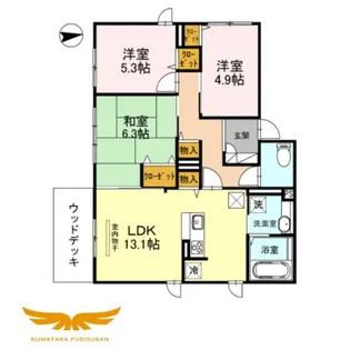 ライスシャワー坪井【1階】の間取り