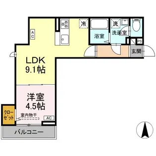 グラナーデ扇I D【2階】の間取り