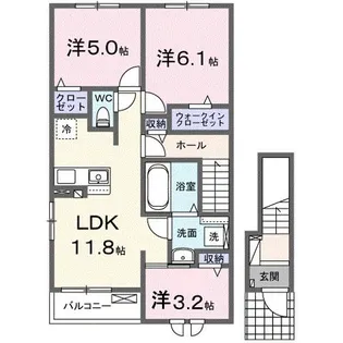 シンシア甲南II【2階】の間取り