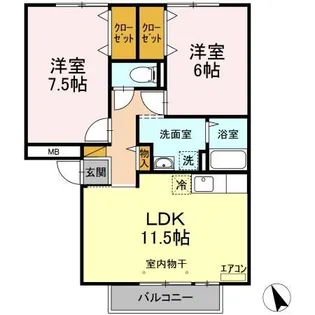 パークサイド西船A【2階】の間取り
