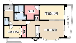 ベルメゾン花筐【5階】の間取り