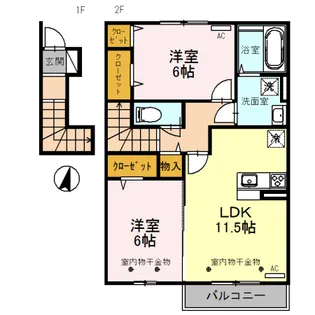パーシモンフィールドB【2階】の間取り