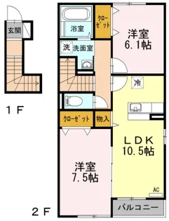 神奈川県南足柄市竹松【アパート】の間取り