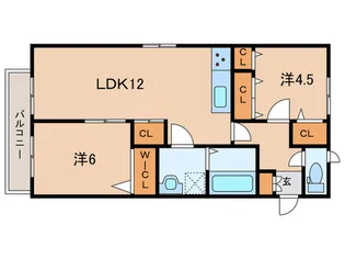 ヒールコート足原【1階】の間取り