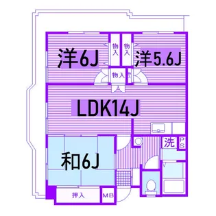 オーバーヒルズ壱番館【6階】の間取り