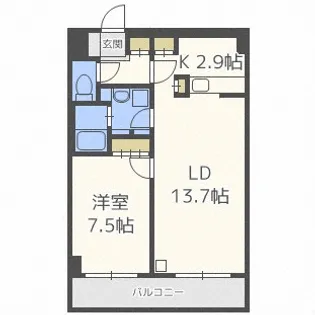 北海道札幌市西区発寒四条2【マンション】の間取り