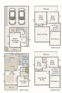 東京都目黒区東が丘1【一戸建】の間取り