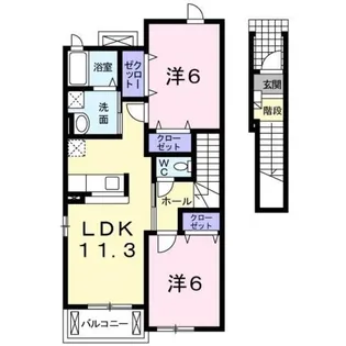 クローヴ C棟【2階】の間取り