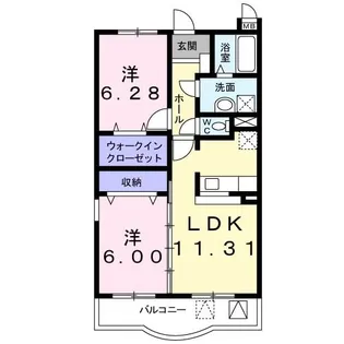 ラフィーネ甲府【1階】の間取り