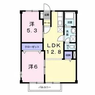 ポワソンボワールB【2階】の間取り