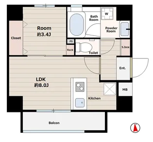 ランティエ千林大宮【8階】の間取り