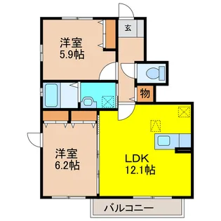 ソレアード・ドミールA【1階】の間取り