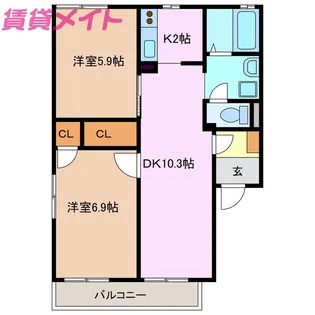ミニオンフラッツ B【1階】の間取り
