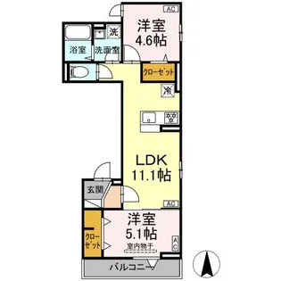 グラナーデ扇I D【2階】の間取り