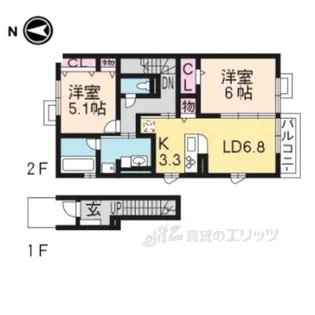 シャルムTAKASAGO2【2階】の間取り