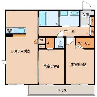 レヴェイユ国府【1階】の間取り