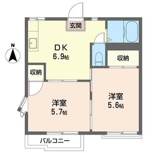 瀬ヶ崎サンハイツB棟【2階】の間取り